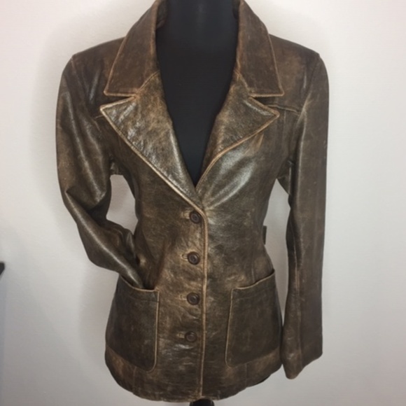 WILSONS Distressed Leather Jacket | Coat - Picture 3 of 5
